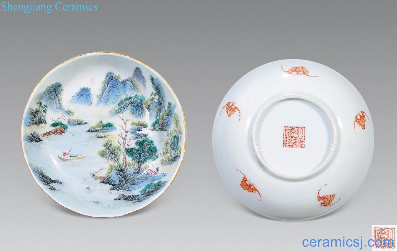 Qing qianlong pastel landscape character disc (a)