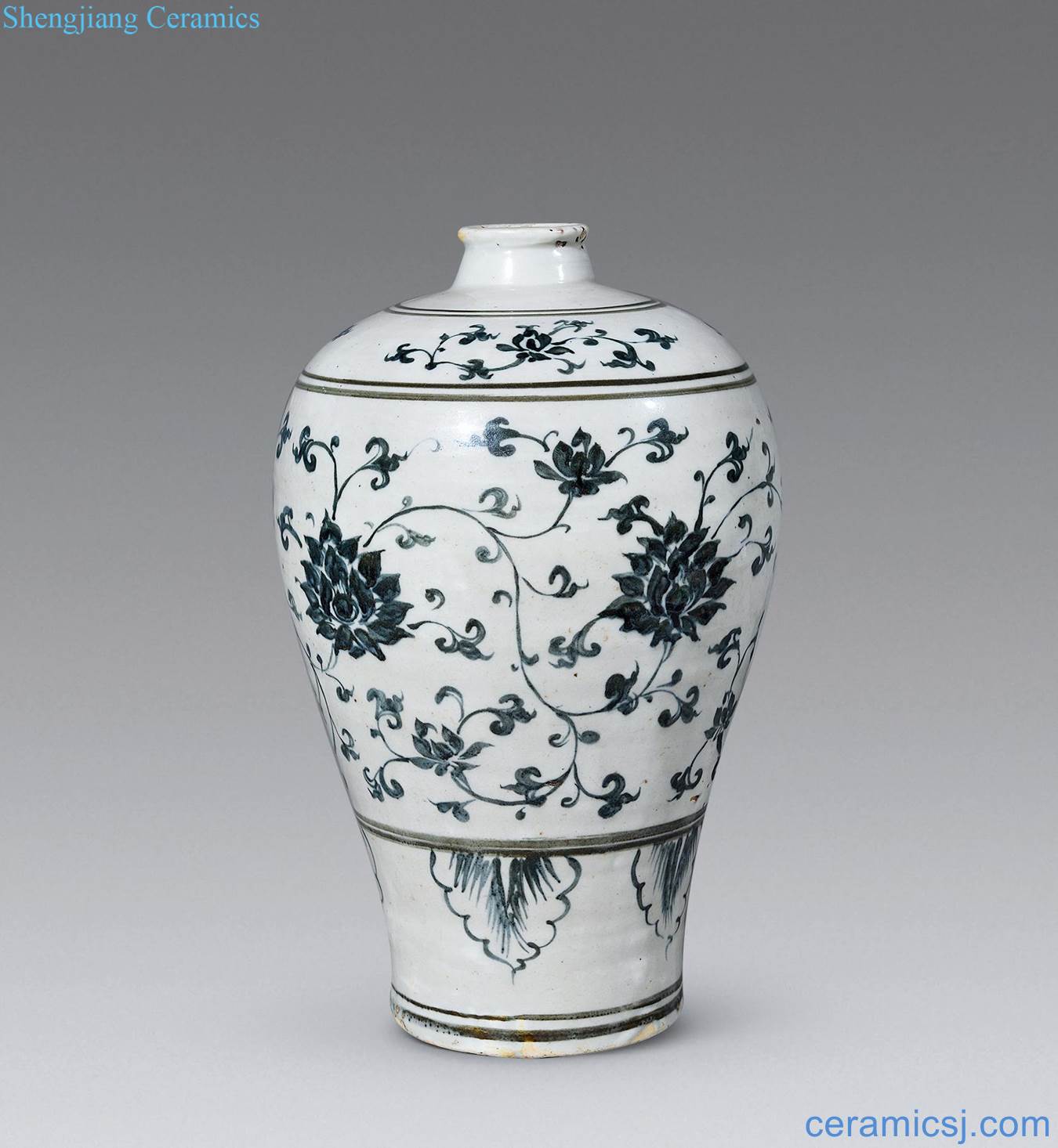 Ming dynasty Blue and white lotus flower plum bottle