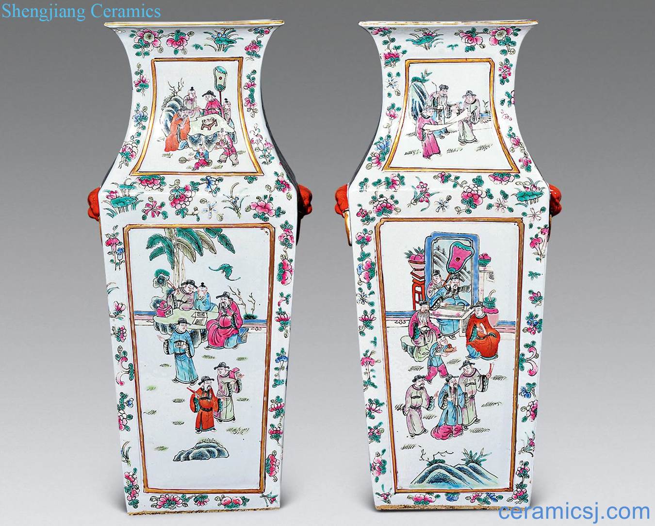 Dajing pastel medallion characters square bottle (a)