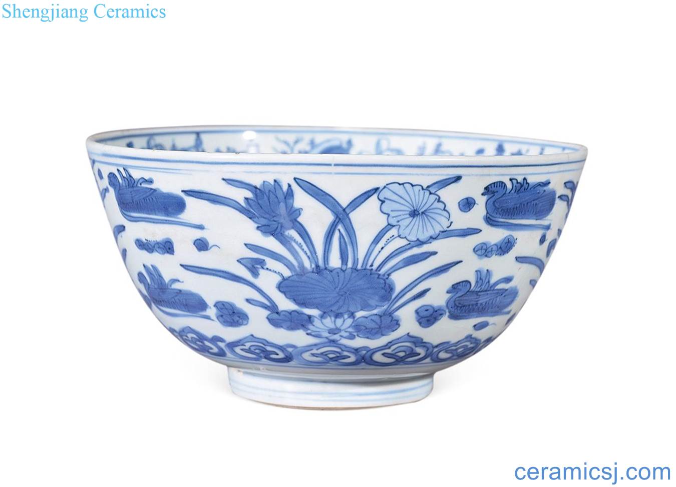 Ming wanli Blue and white lotus pond mandarin duck dishes