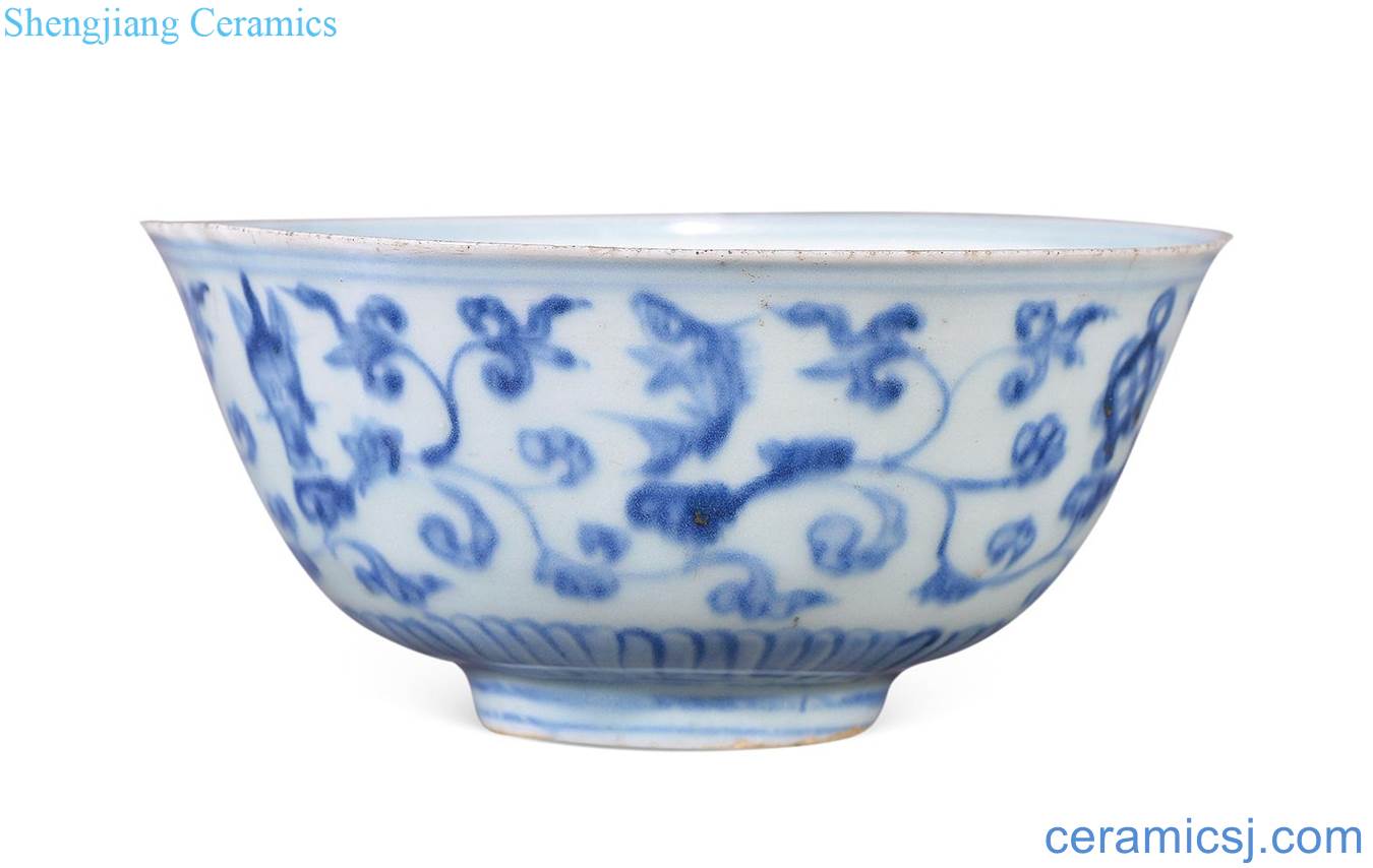 Ming dynasty Blue and white sweet green-splashed bowls