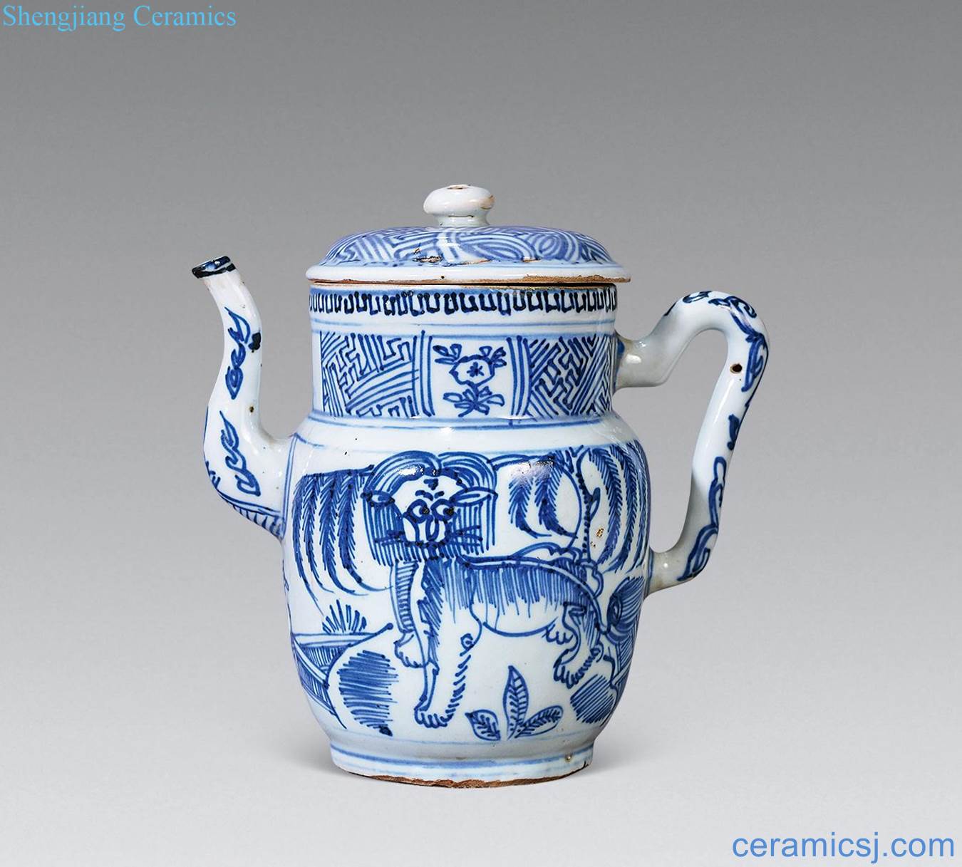 Ming wanli Blue and white benevolent grain pot