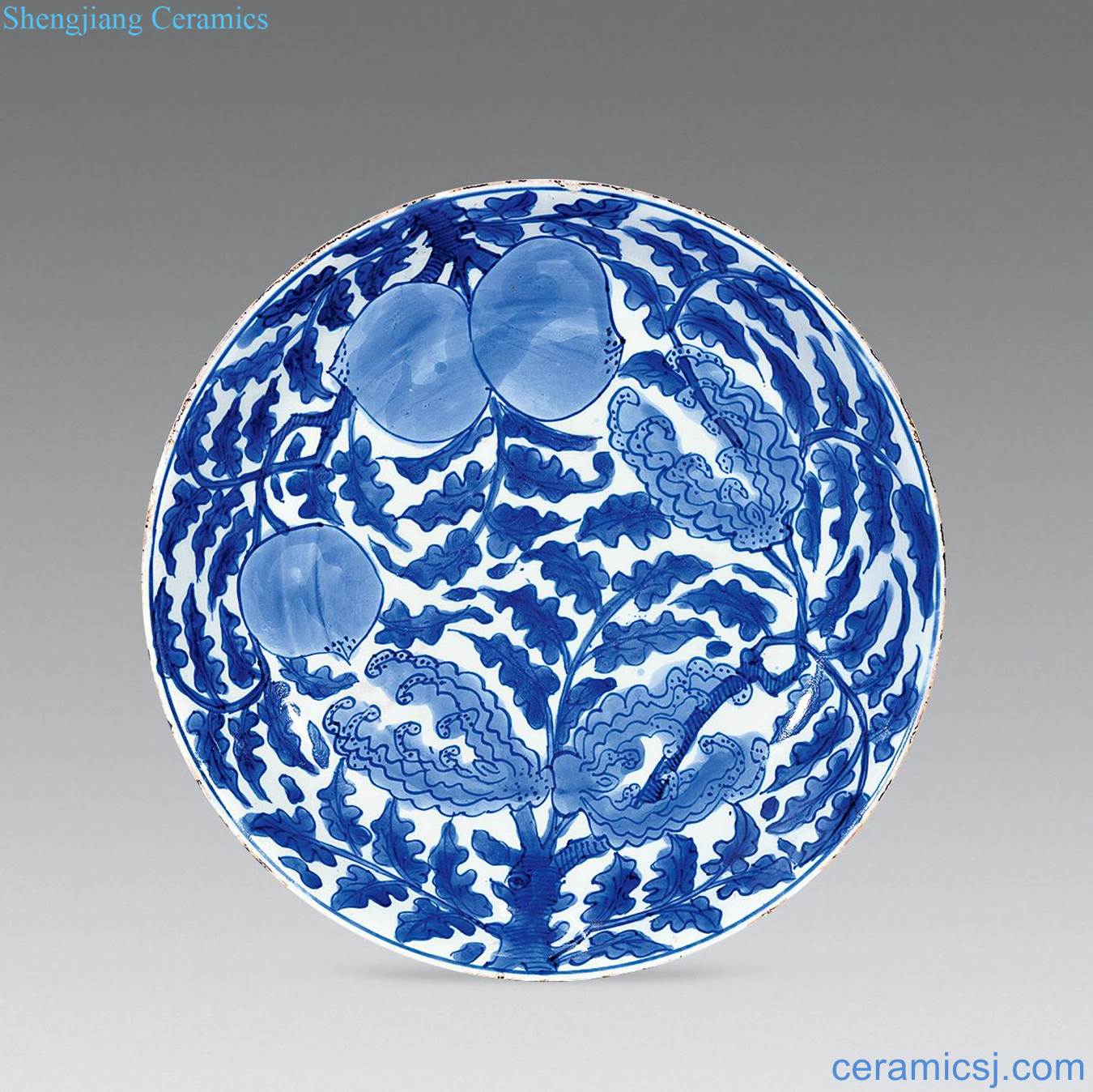 The qing emperor kangxi Blue and white sanduo tray