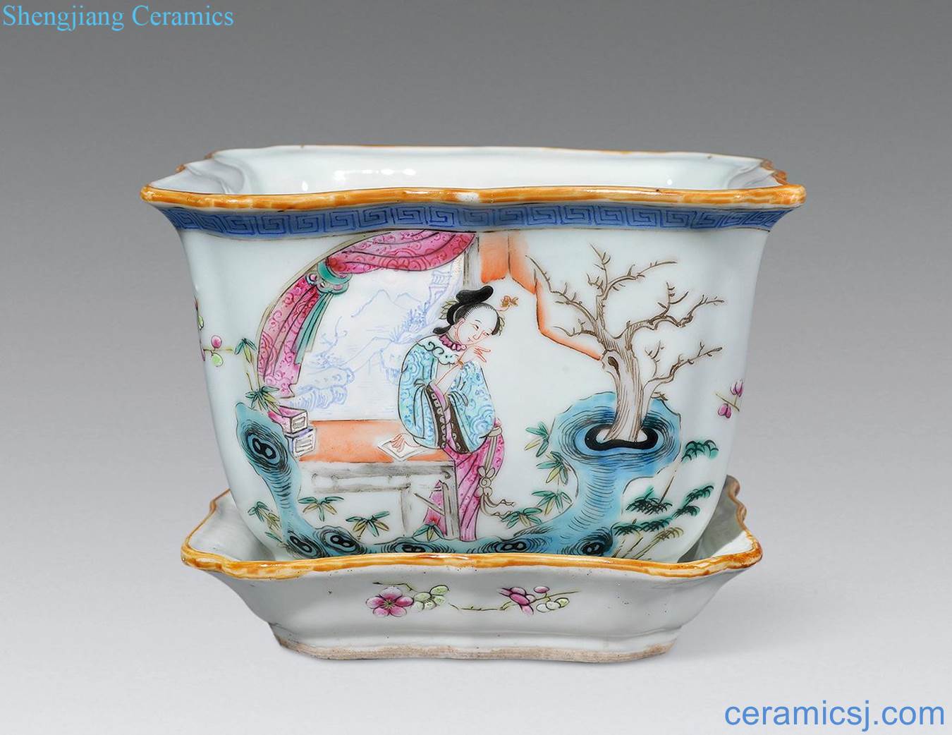 Mid qing pastel had party pot (a set of two)