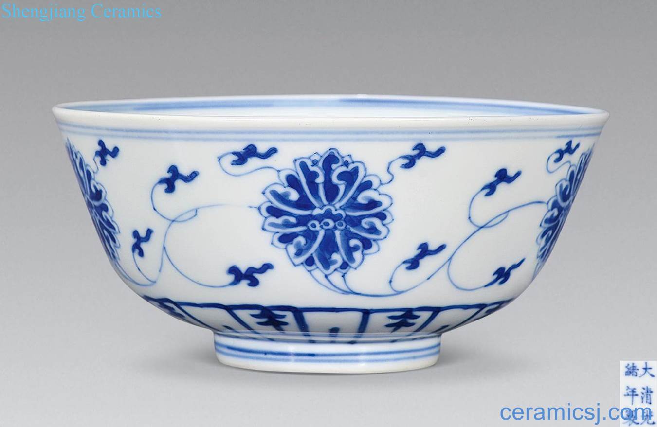 Qing guangxu Blue and white lotus flower bowls