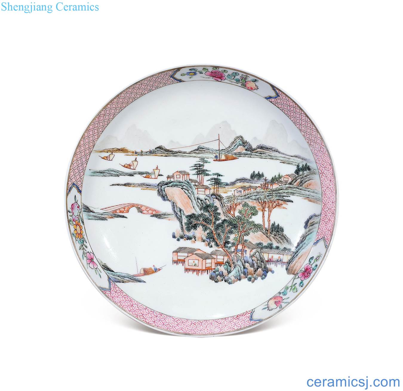 A castle in the qing yongzheng pastel scenery figure