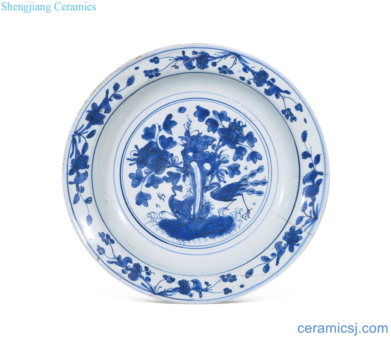 In the late Ming Blue peacock peony plate