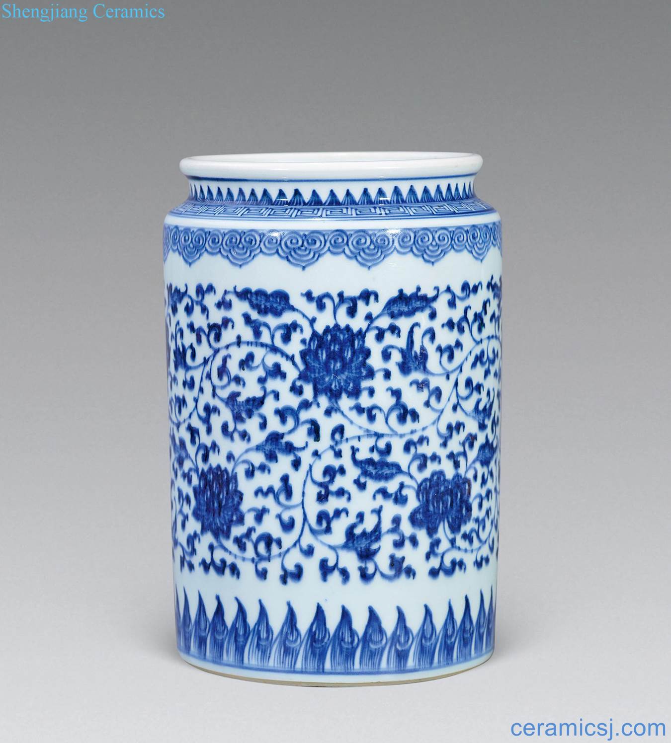 Qing qianlong Blue and white lotus flower pot