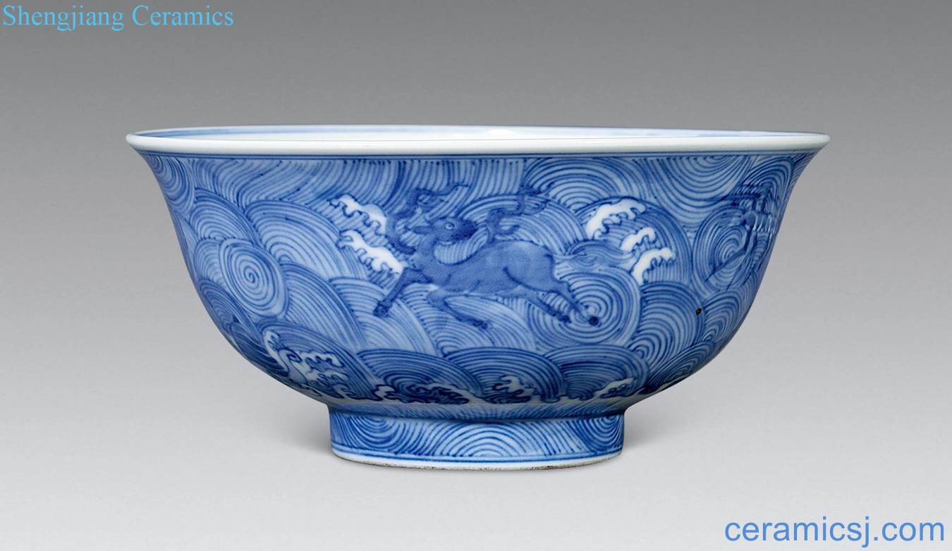 Qing guangxu Blue sea eight bowl to blame