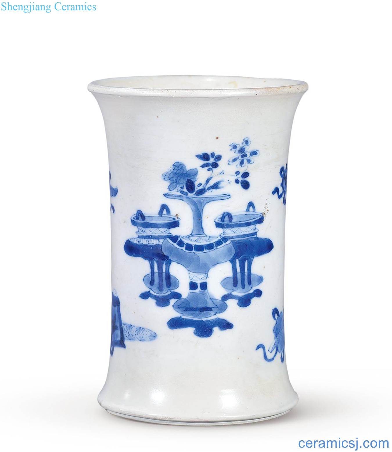 The qing emperor kangxi Blue and white antique pen container