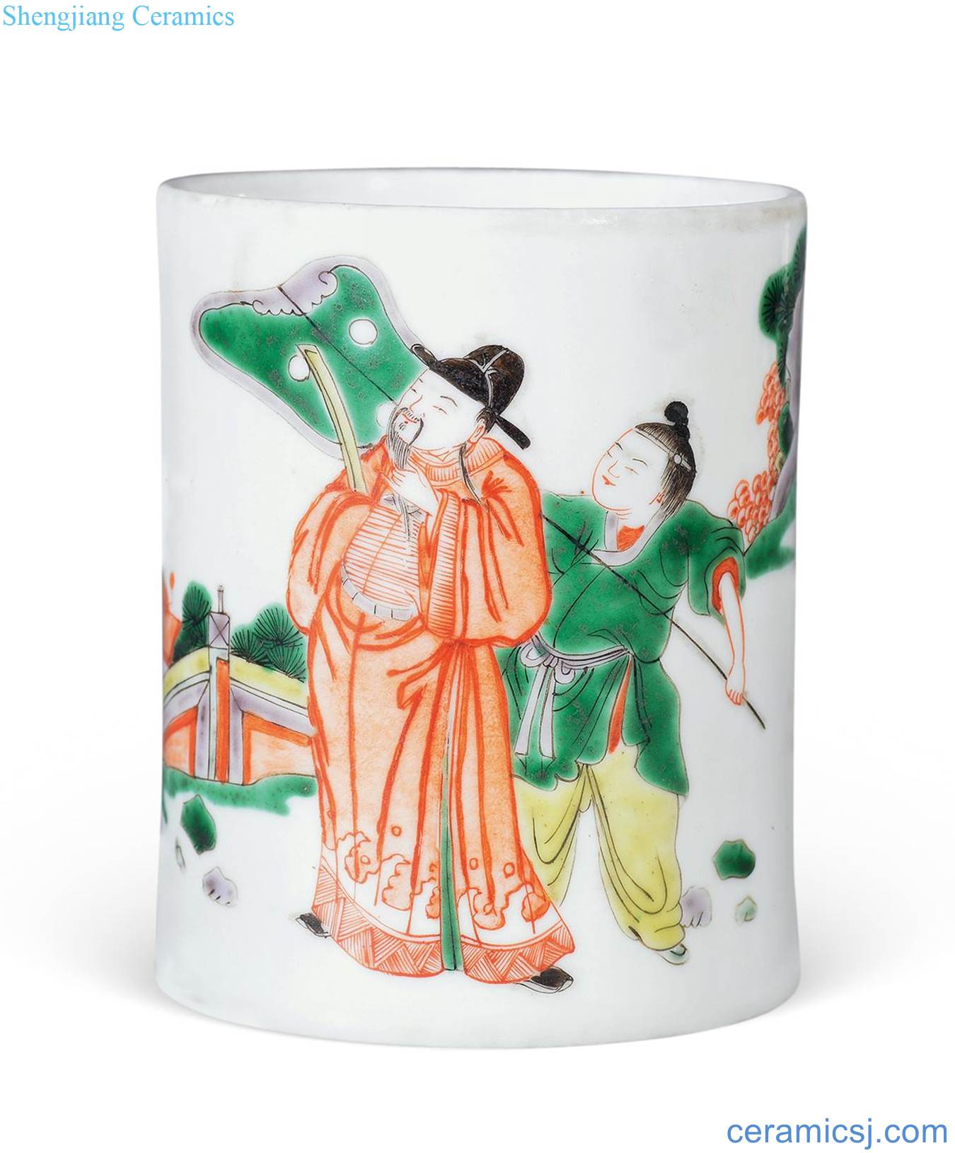 Qing guangxu Colorful promotion pen container
