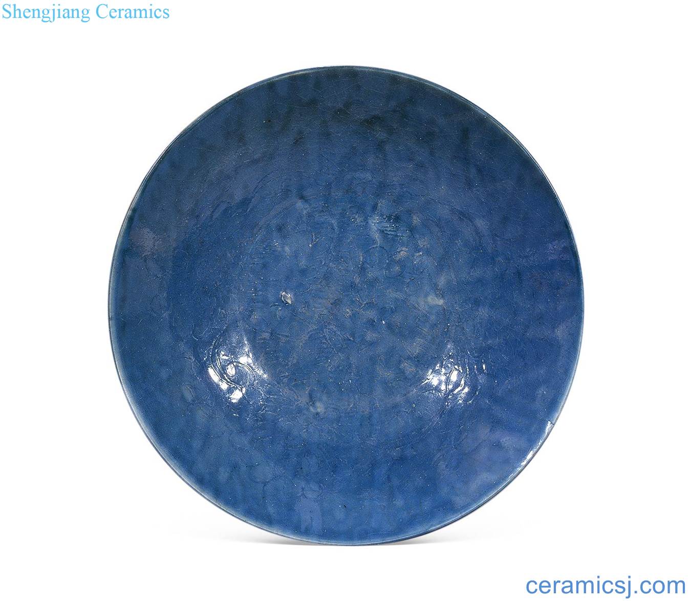 In the late Ming The blue glaze hand-cut plate