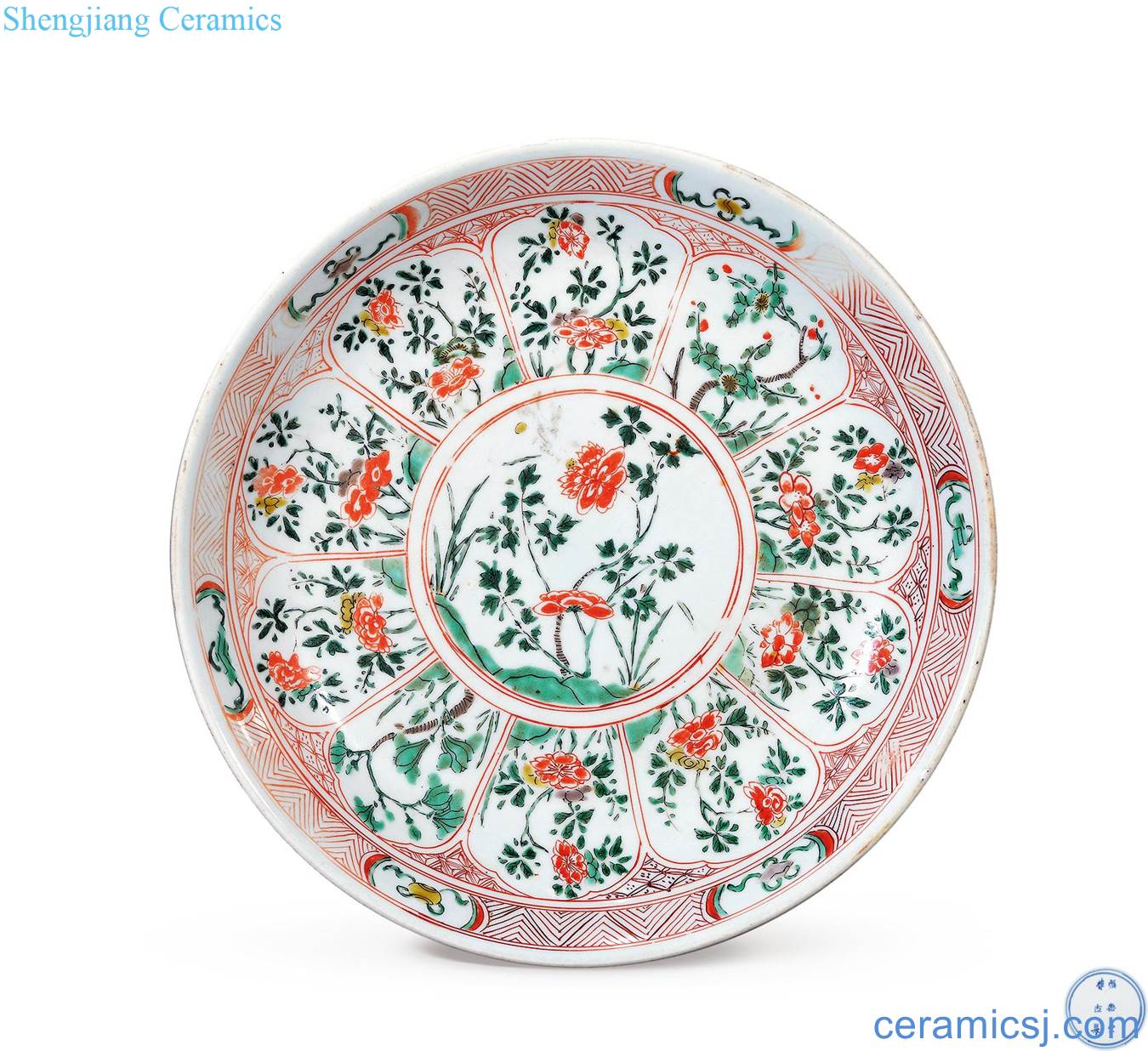 The qing emperor kangxi multicoloured medallion flower tray
