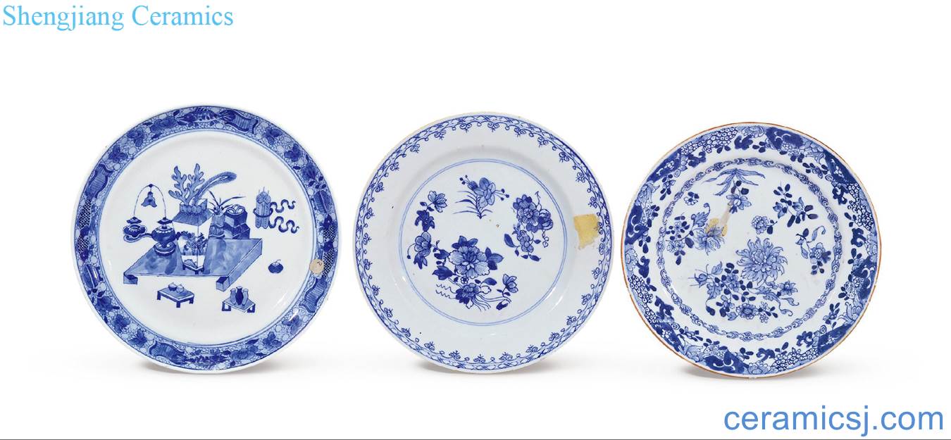 Blue and white flowers, the qing emperor kangxi antique plate (3)