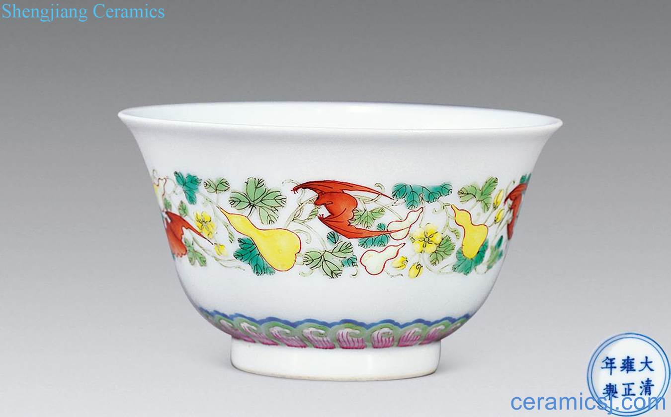 Qing yongzheng pastel ferro bowl ten thousand generations