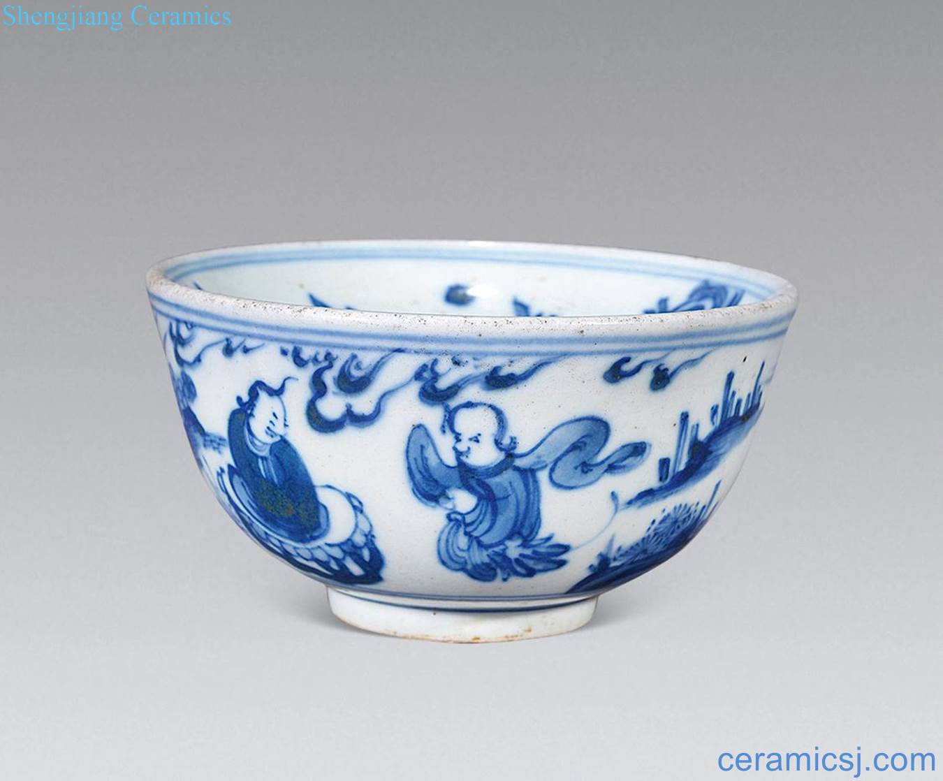 Ming jiajing Zhuge bowl of blue and white characters