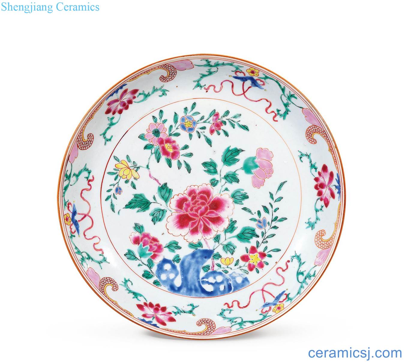 The qing emperor kangxi famille rose flower disc