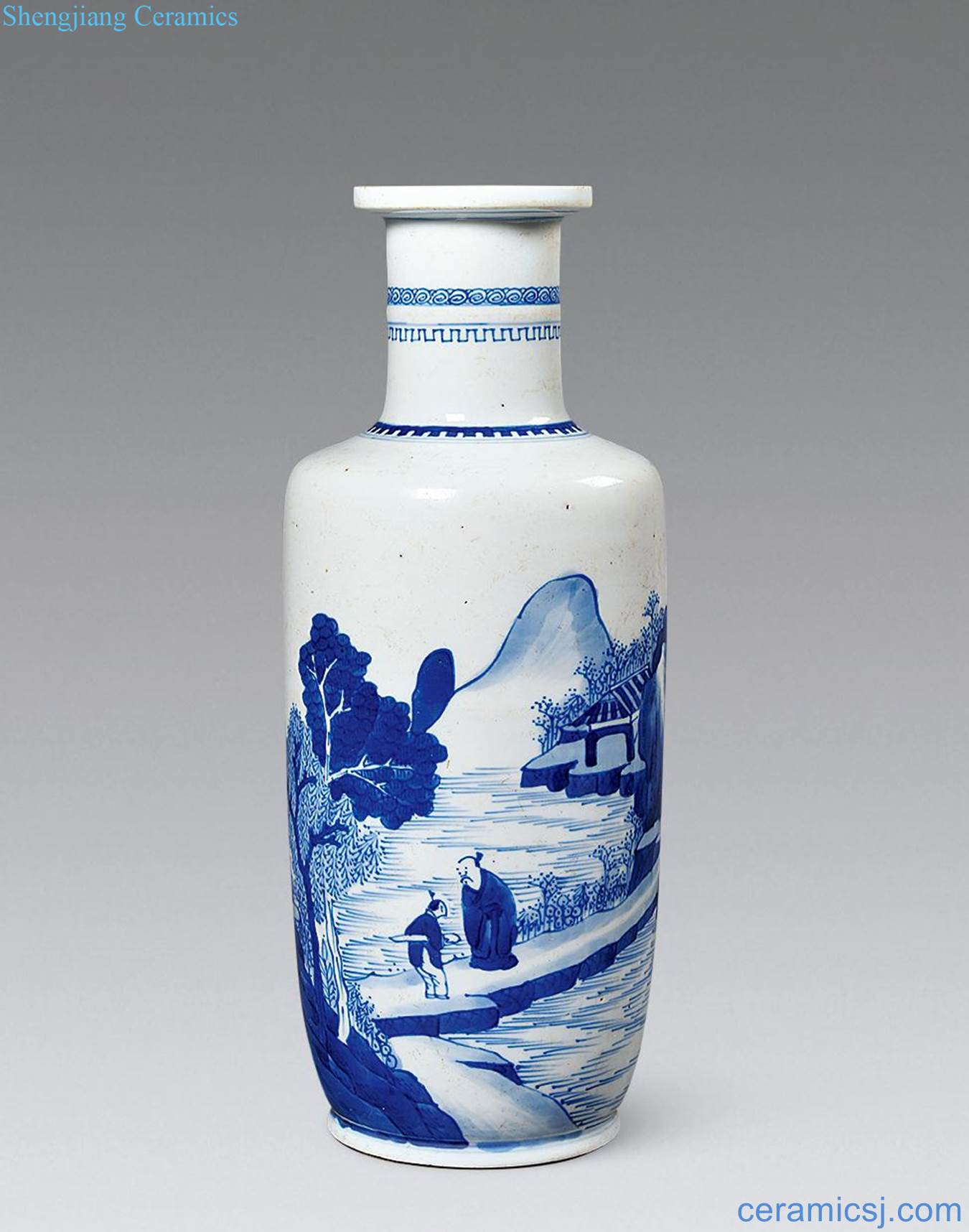 The qing emperor kangxi Blue and white landscape characters were bottles