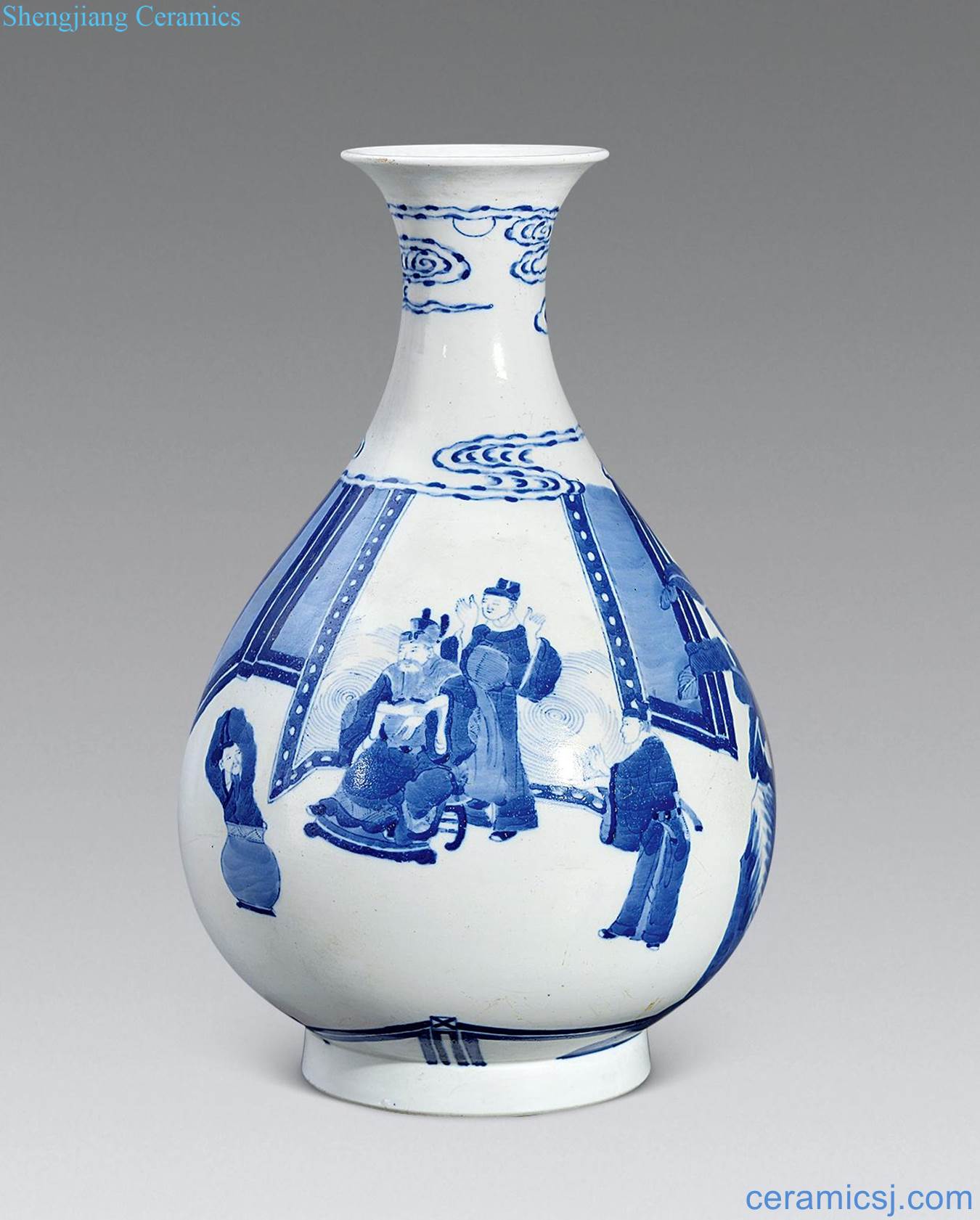 Qing guangxu Blue and white characters okho spring bottle