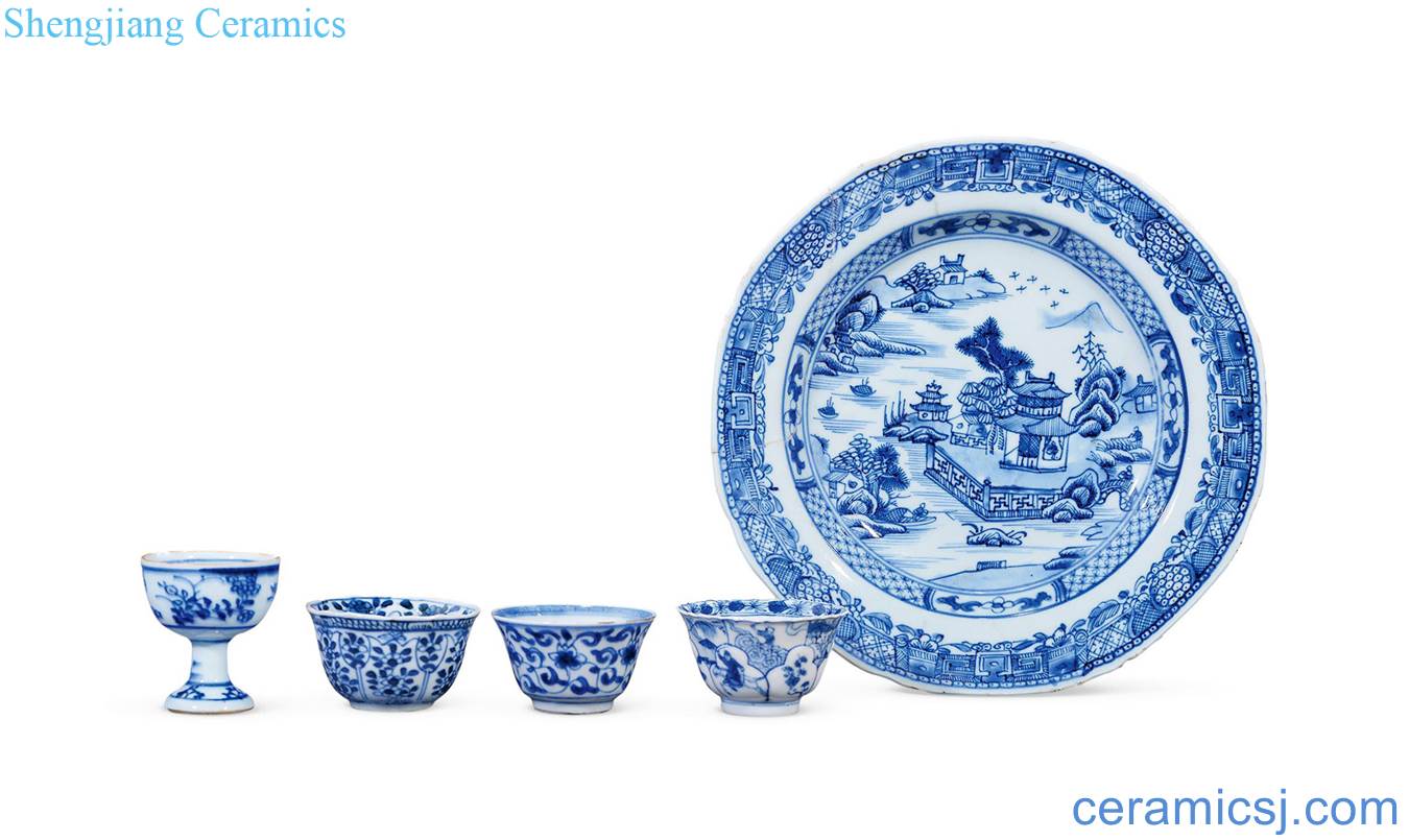 The qing emperor kangxi, qianlong Blue and white landscape, small cup (five)