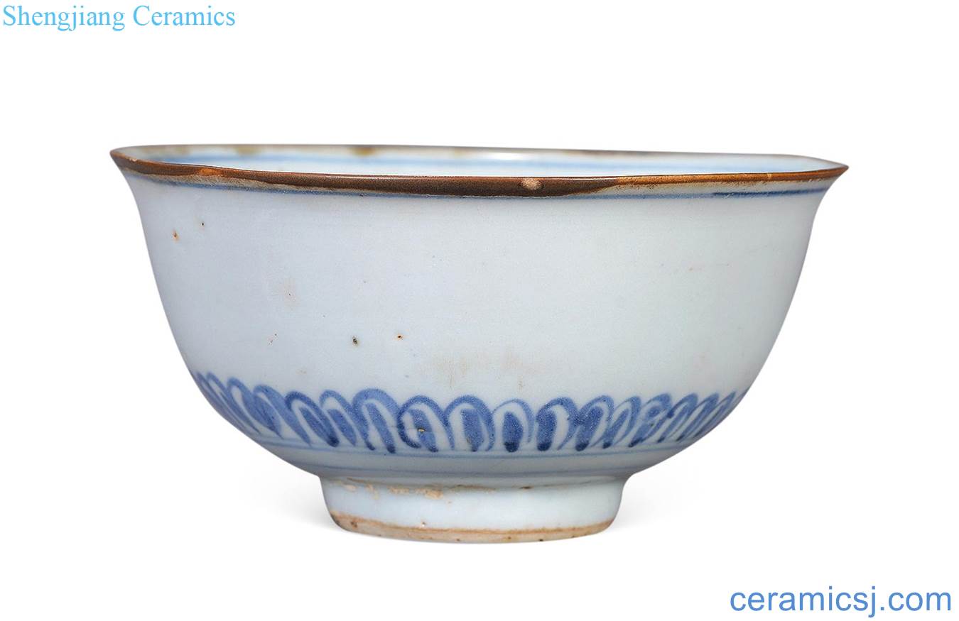 In the late Ming Blue and white bamboo green-splashed bowls