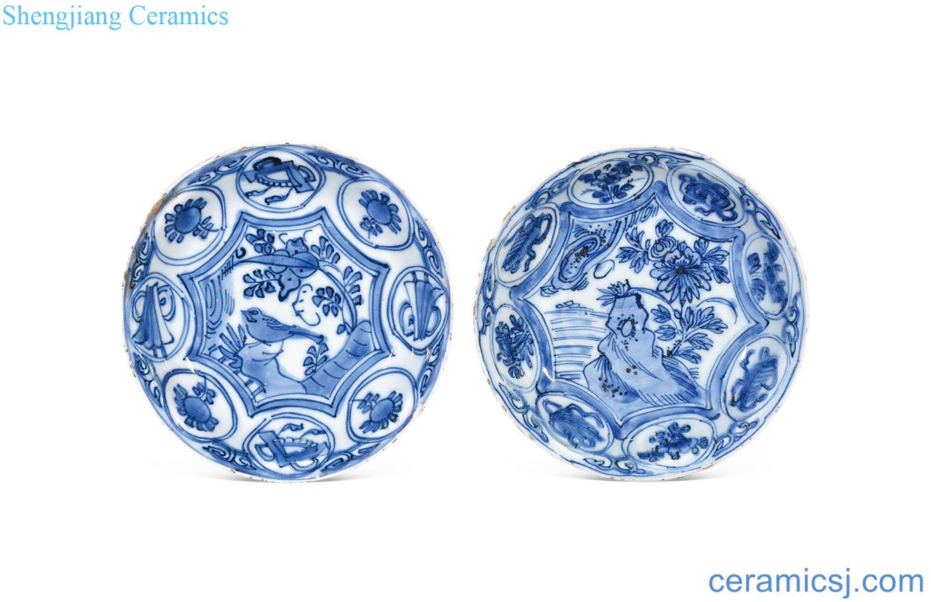 In the late Ming Blue and white flowers and birds plate (two)