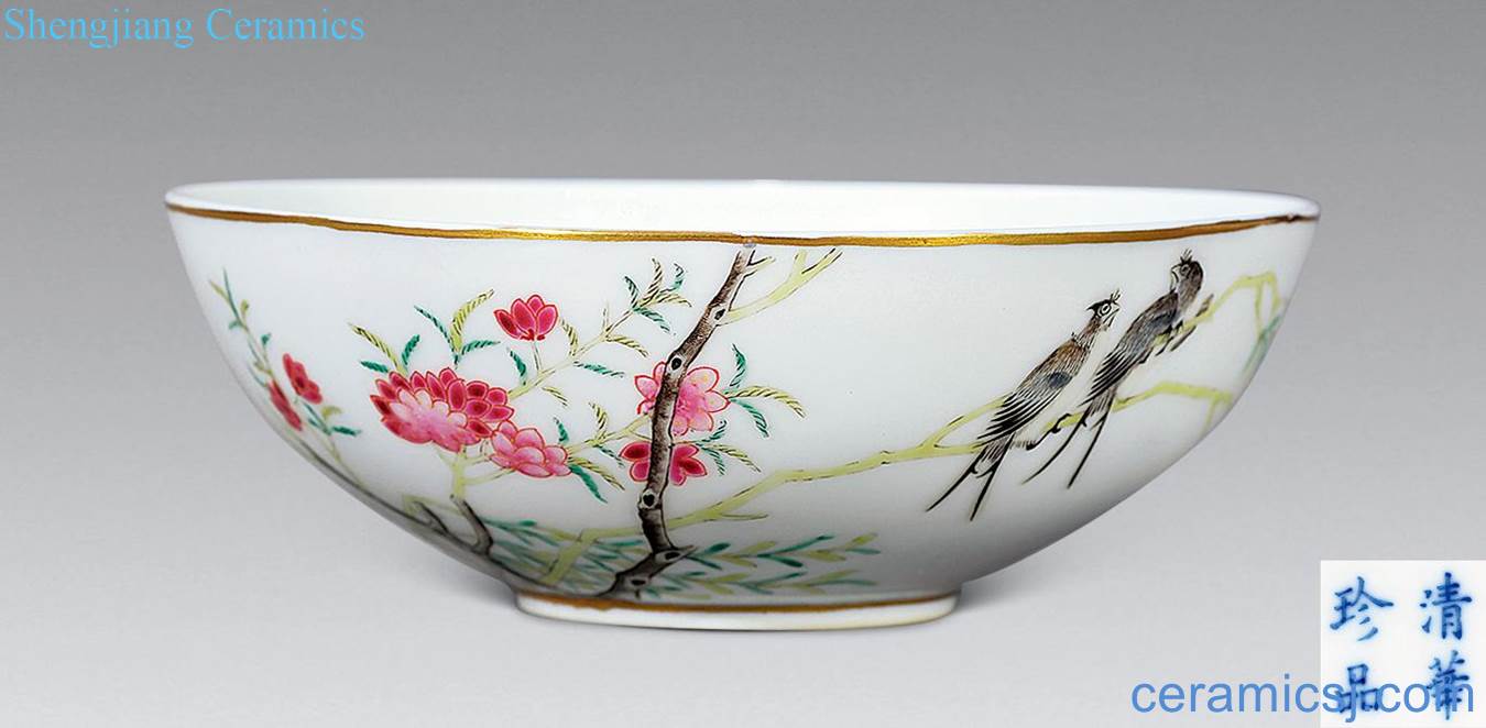 Qing guangxu Powder enamel lie the foot bowl