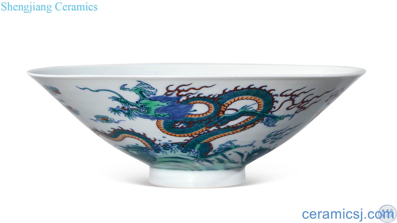 Qing yongzheng dou dragon grain hat to bowl