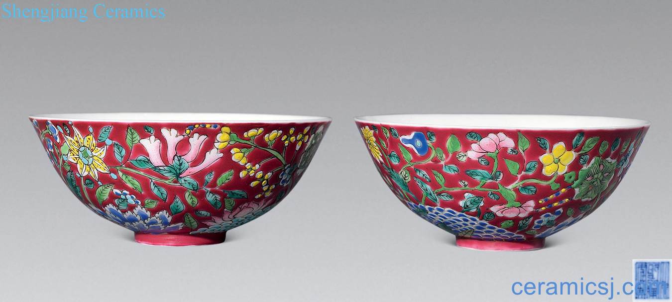 Qing qianlong to pastel purple flower bowl (a)