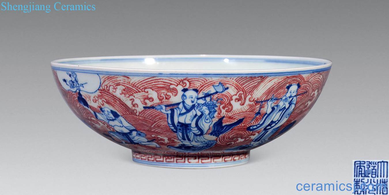 Qing dynasty blue-and-white youligong bowl of the eight immortals