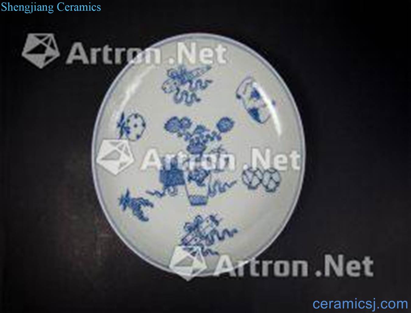 Qing jiaqing Blue and white antique six figure plate seal character