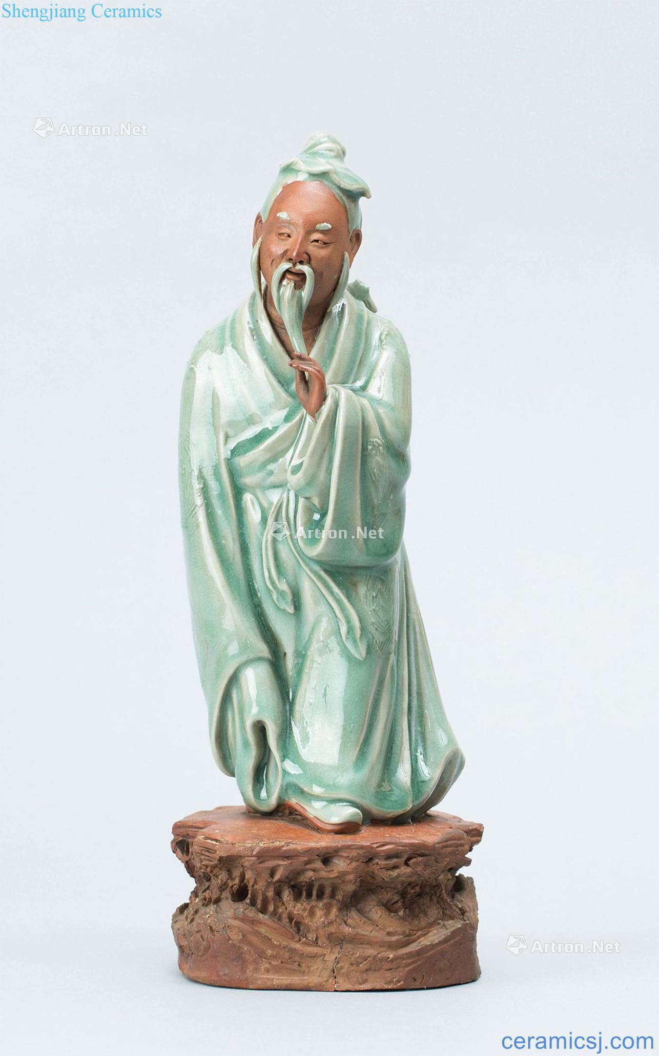 The yuan dynasty (1279 ~ 1368) of longquan celadon dew tire stands resemble characters