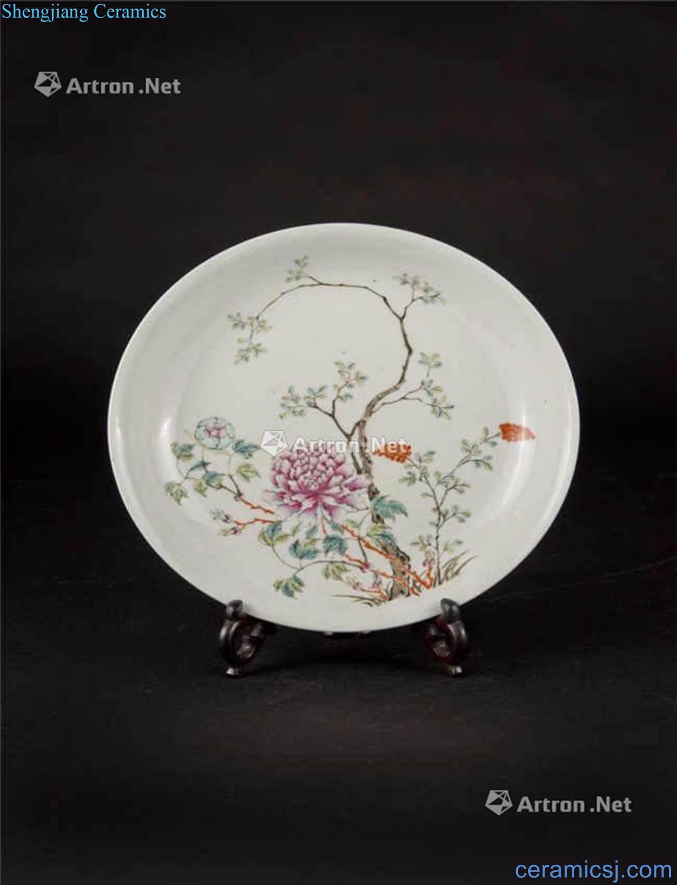 Qing/pastel flowers plate of the republic of China