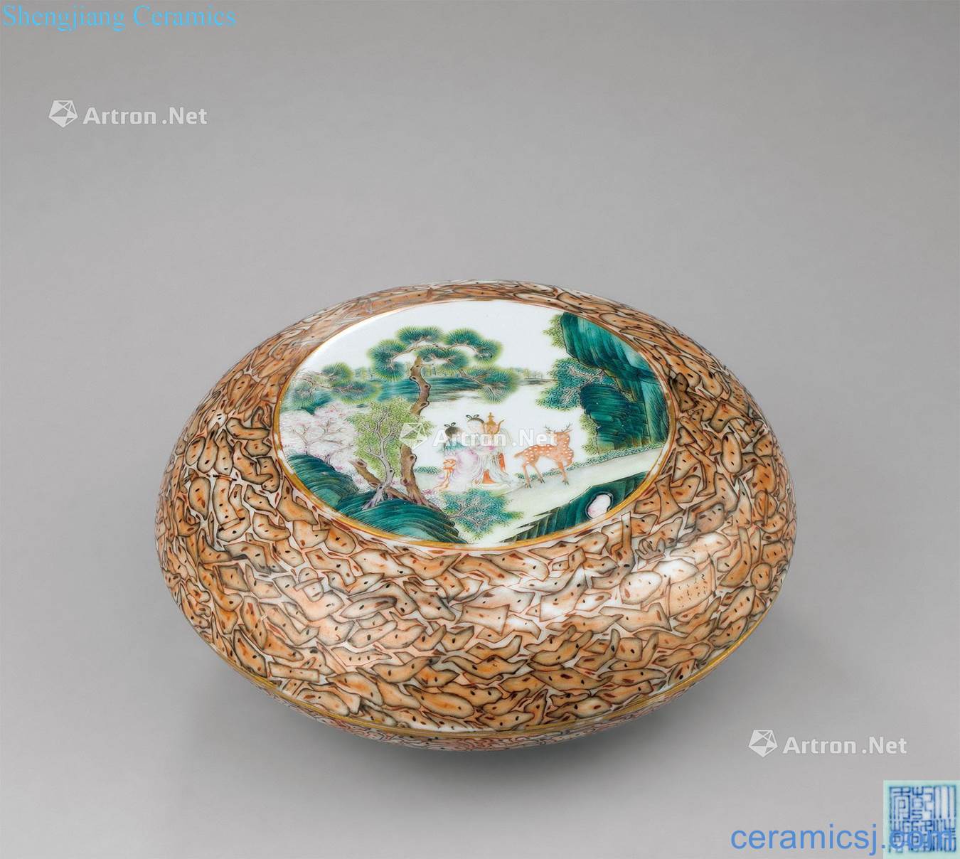 Qing emperor qianlong (1736 ~ 1795) kiln imitation stone glaze enamel character lines with box