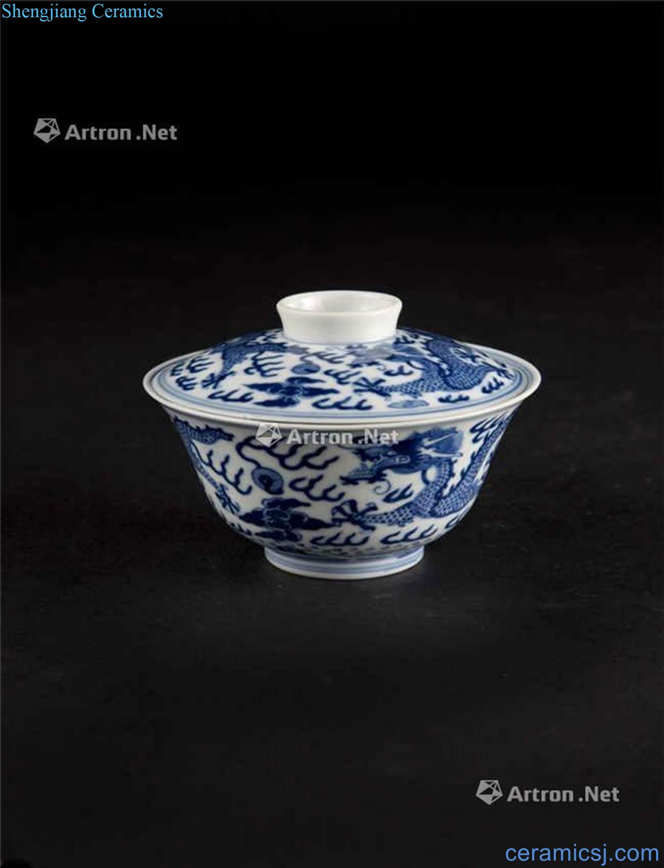 Qing guangxu Blue and white painted dragon emperor guangxu kiln tureen