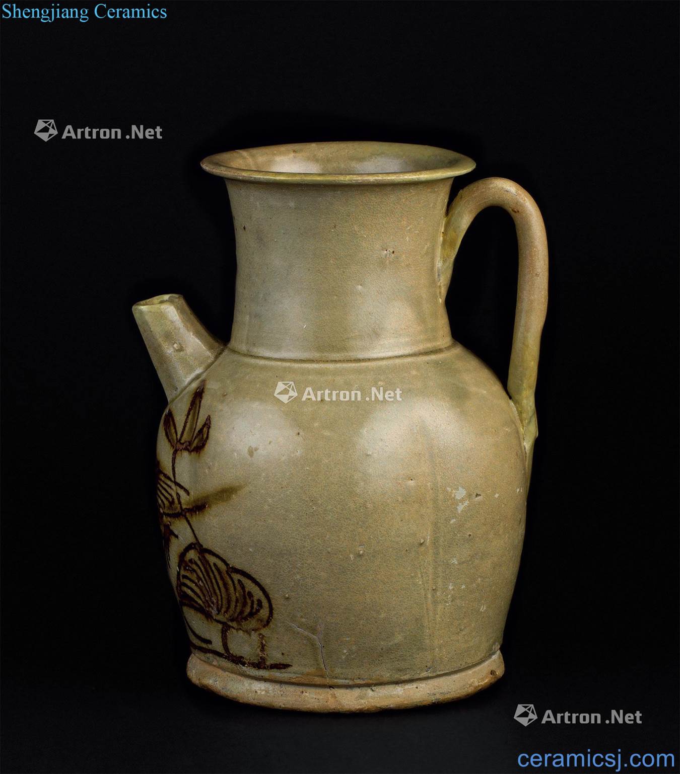(618 ~ 907), changsha kiln in tang dynasty painting of flowers and grain ewer
