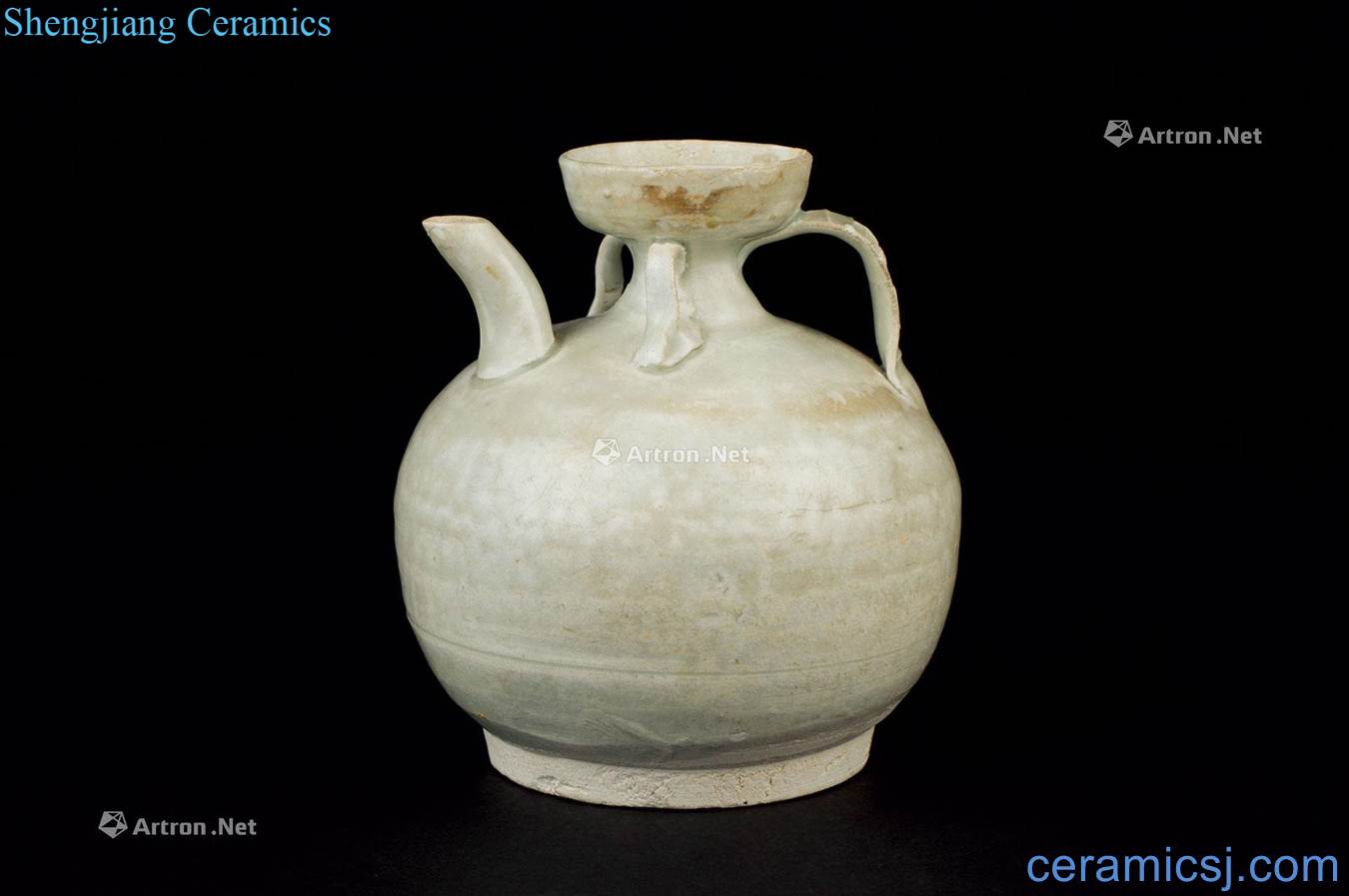 The song dynasty (960 ~ 1279) shadow blue double ewer