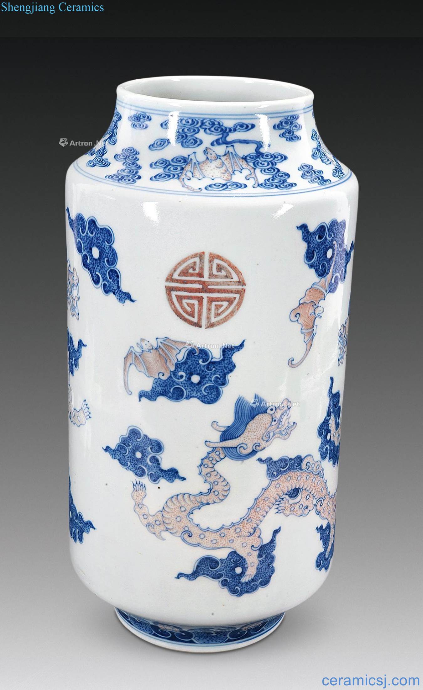 Qing qianlong Blue and white youligong yunlong life of bottle