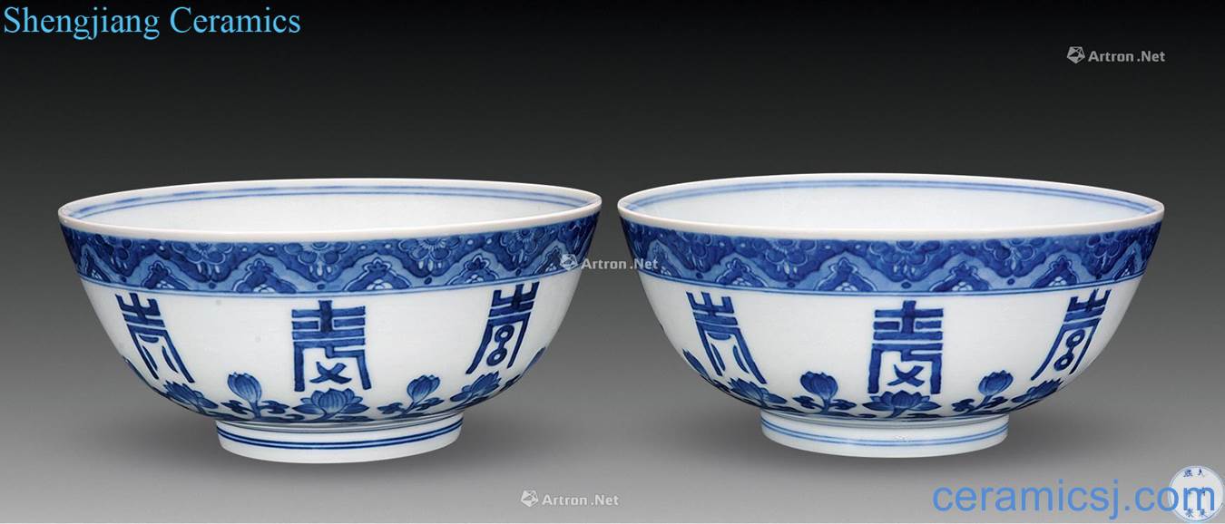 The qing emperor kangxi Blue and white nine longevity bowl (a)