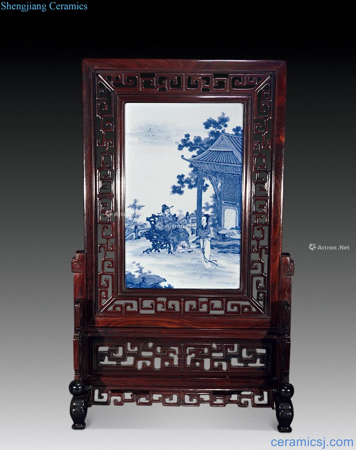 Qing qianlong Blue and white invited month plaque