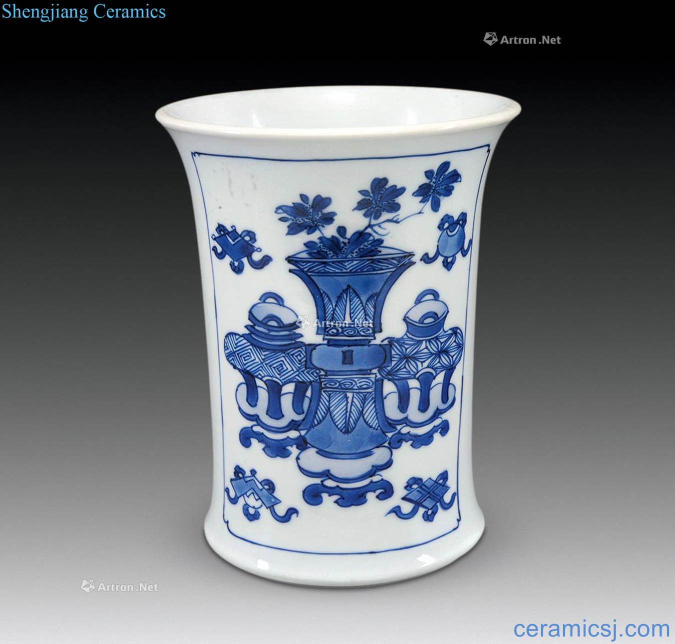 The qing emperor kangxi porcelain antique waist brush pot
