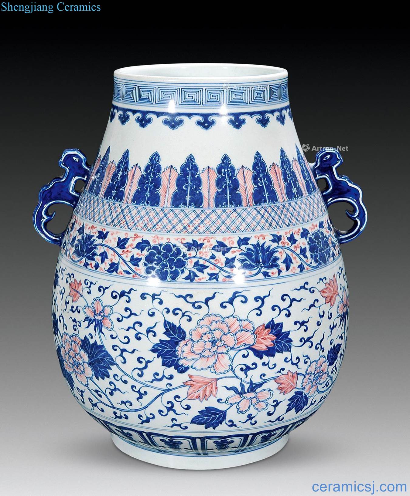 Qing dynasty blue and white peony youligong tangled branches