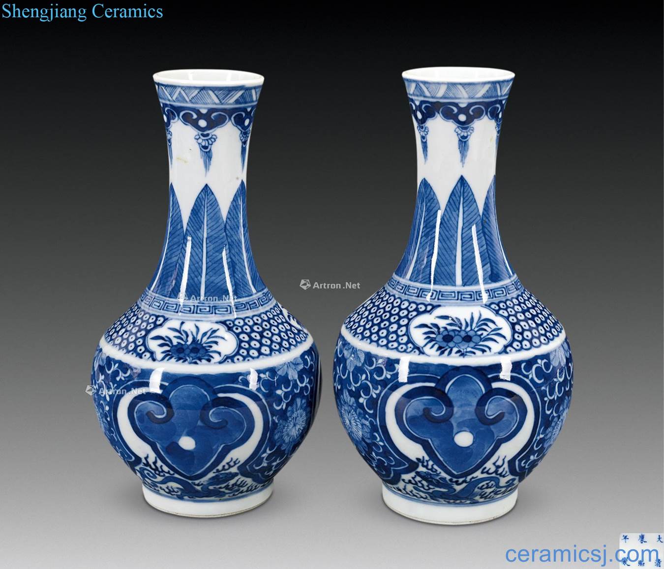 Qing guangxu Blue and white ganoderma lucidum in design (a)