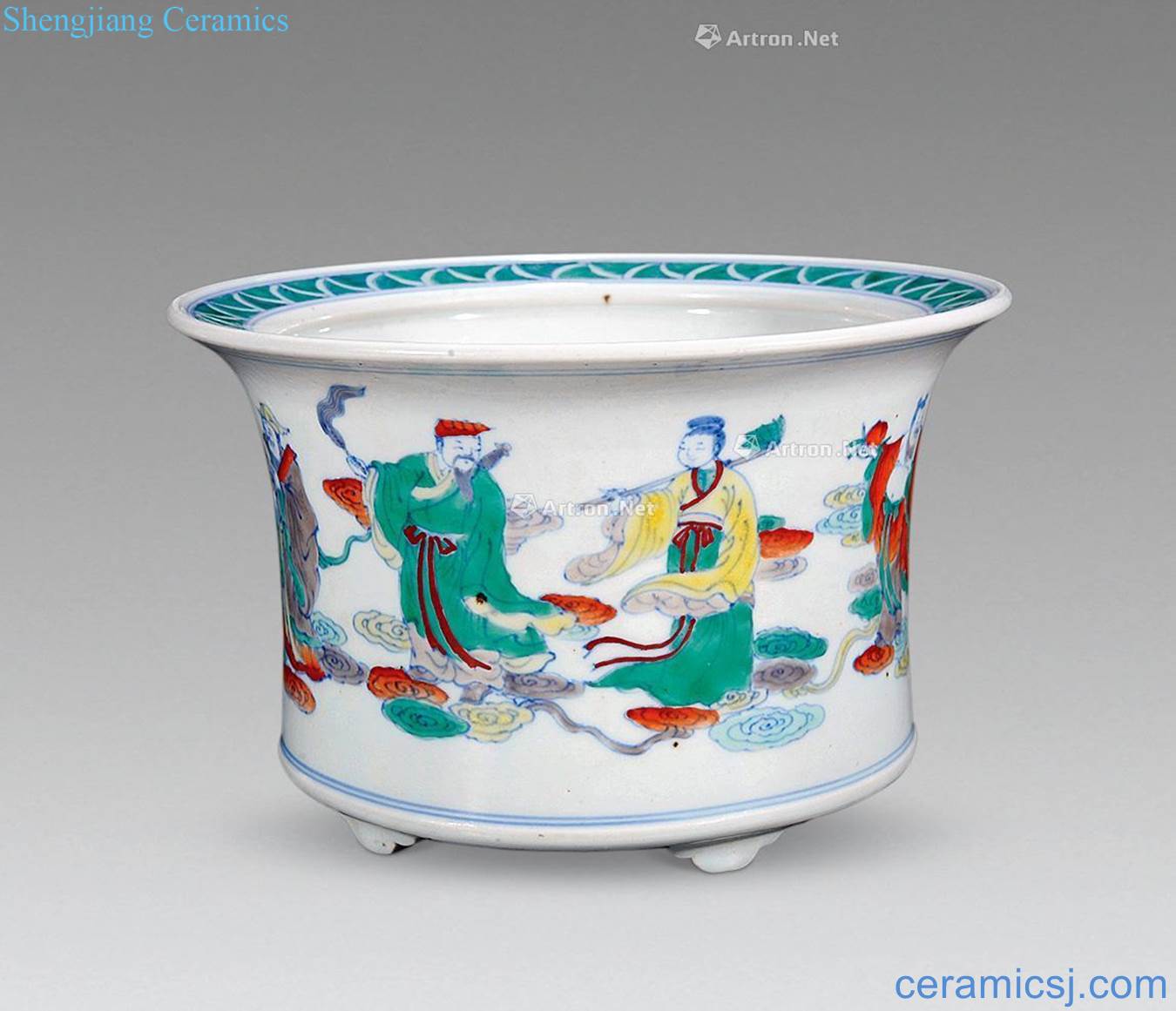 Mid qing Dou colorful eight immortals best foot basin
