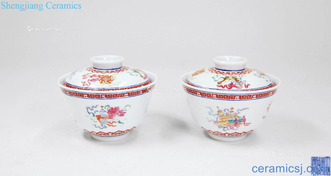 Clear light pastel alum red eight auspicious tureen (a)