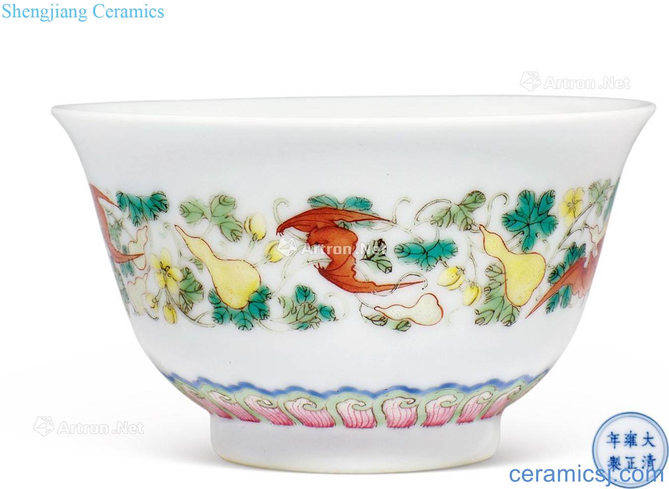 Qing yongzheng pastel green-splashed bowls