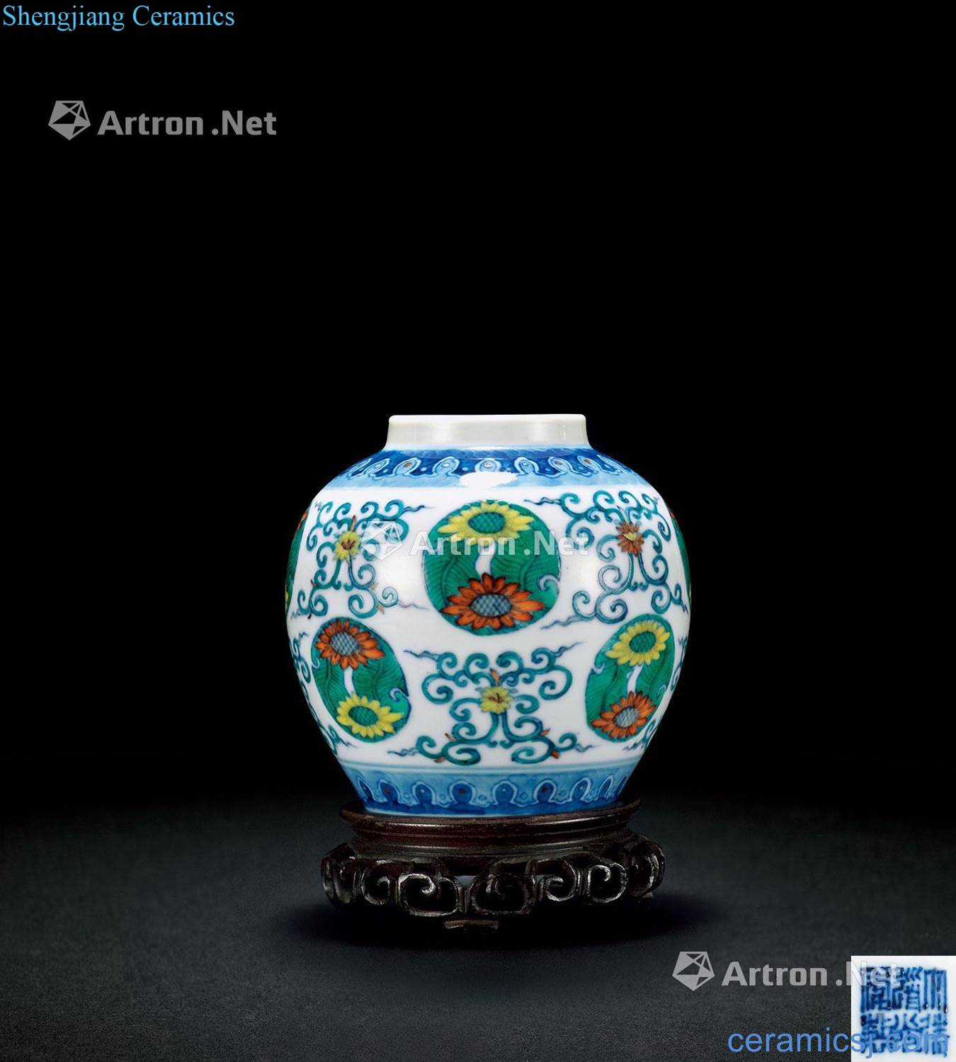 Qing daoguang bucket CaiTuan pattern cans