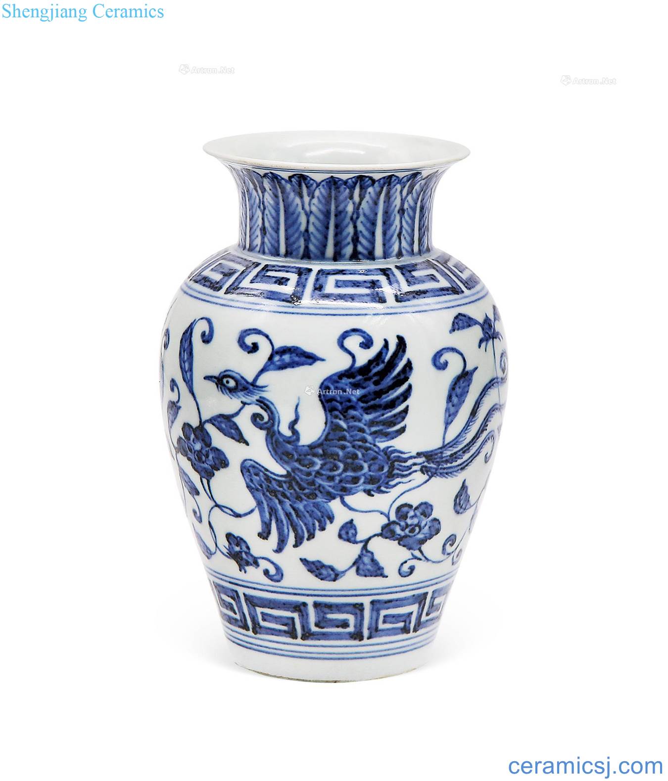 Ming yongle Blue and white wear peony fung branch grain big honour