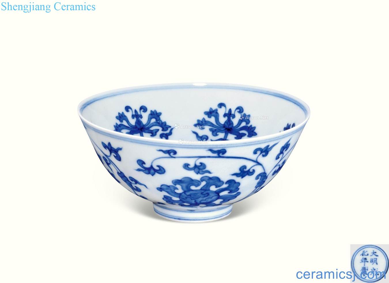 in Blue and white tie up branch monastery green-splashed bowls