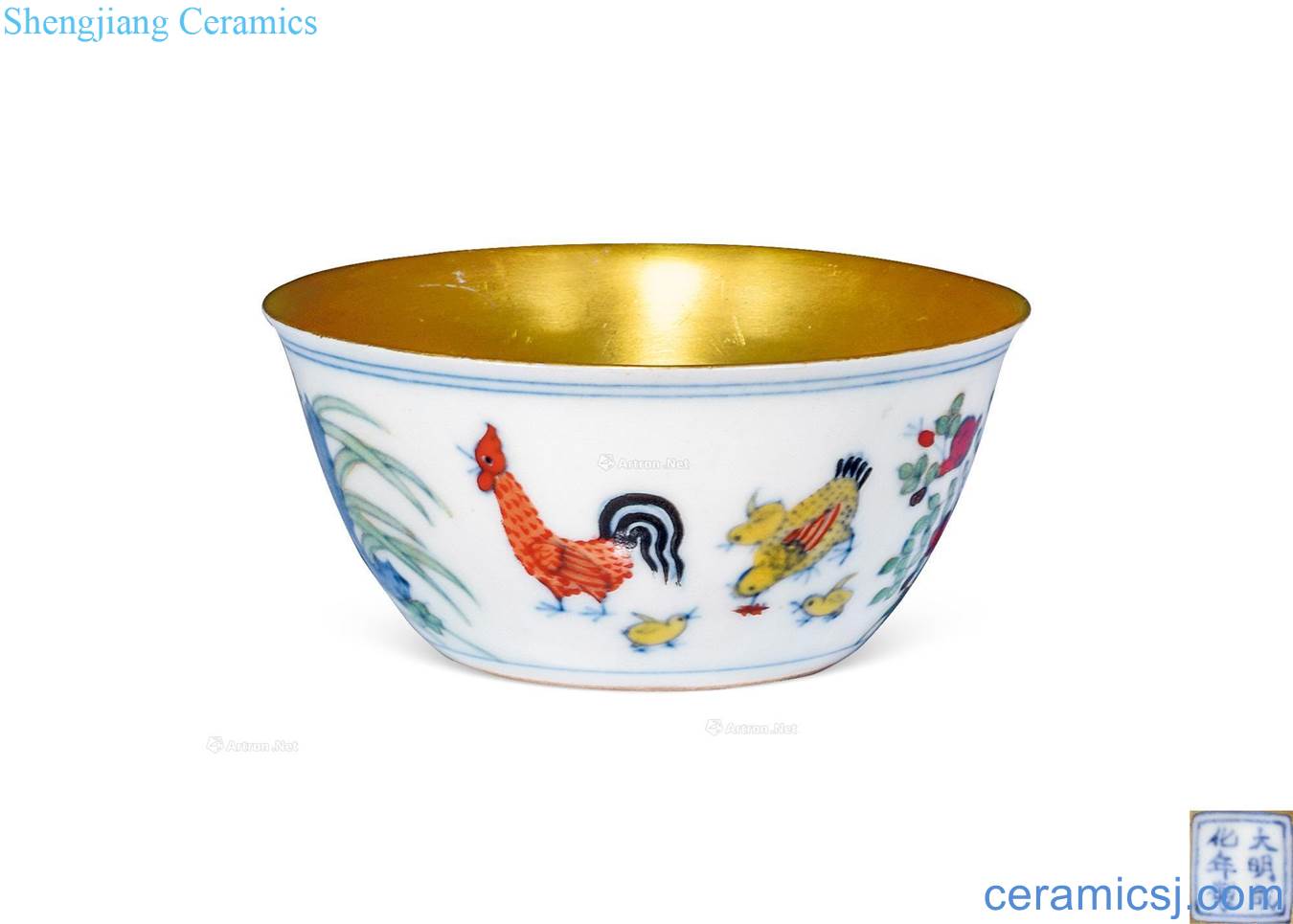 in Dou decorated chicken grain gold cup